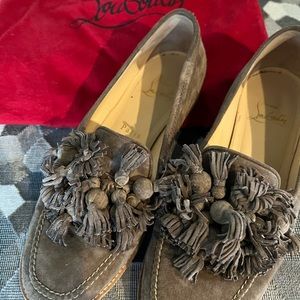 Christian Louboutin suede tan flats. Size 37